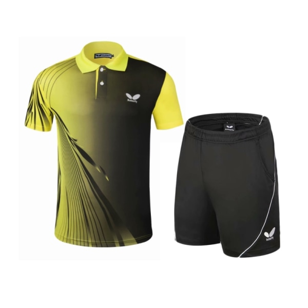 Nytt bordtennistøysett for menn og kvinner T-skjorteshorts Konkurransetreningsdress bordtennisdress -40 MEN YELLOW M