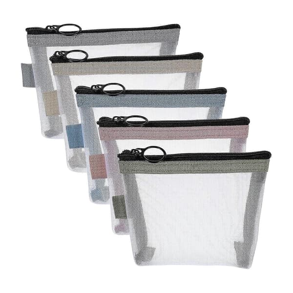 5x Mini Lynlåspose Makeup Taske Mesh Opbevaringspose til Hjem Camping Kontor