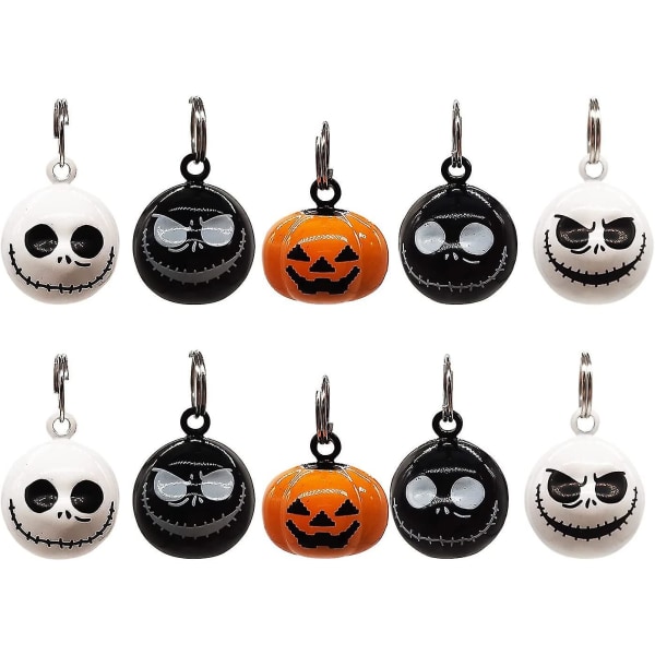 10 stk Small Bell Mini Pumpkin Bells Halloween græskar dekoration Ghost Skull Bells Velegnet til Halloween gør-det-selv-håndværk Håndlavet tilbehør