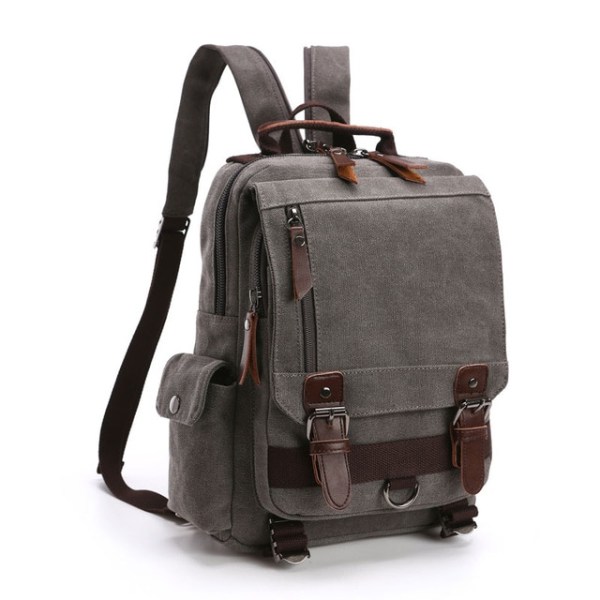 ny liten canvas ryggsäck män Reseryggsäck Multifunktionell axelväska för kvinnor Laptop ryggsäck Skolväskor Dam Daypack gray 2