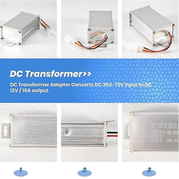 Elektronisk transformator DC 36V 48V 60V 72V till 12V 10A Elektrisk Cykel Konverter Adapter Nedtransformator