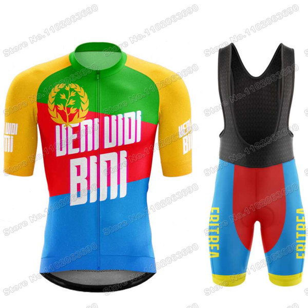 Team Eritrea 2023 Cykeltrøje Sæt Sommer Cykeltøj Mænd Road Bike Shirts Dragt Cykel Bib Shorts MTB ride uniform 9 XXS