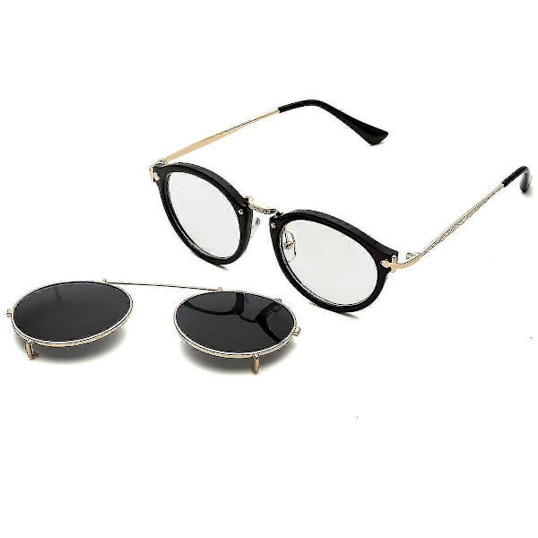 Aurinkolasit Steampunk Metalli Retro Pyöreä Kaksoislinssi Vintage Pyöreät Peililinssit Naisille Miehillemusta Linssi+kultainen Kehys (ShiKai)