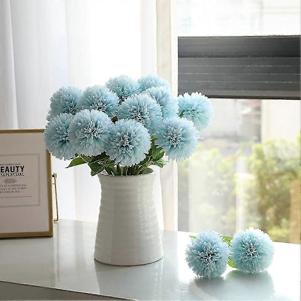 Kunstige Hortensia Blomster, 12 stk. Acsergery Silke Krysantemum Små Kugleblomster Gave