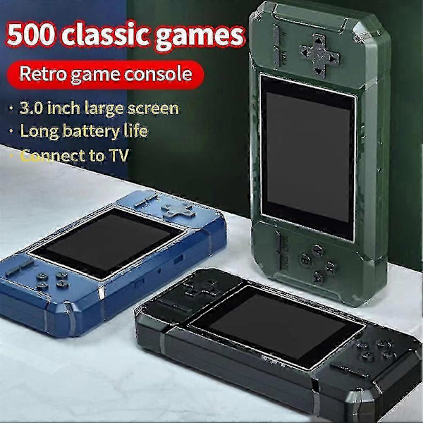 Retro Kannettava Mini Käsikonsoli 8-bittinen 3.0 Tuuman Värinäyttö LCD Pelikone Sisäänrakennettu 500