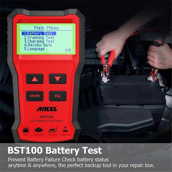 BST100 Bilbatteritestare 12V Cell 100-2000CCA 30-220Ah Batteritestverktyg för Bilstart Laddning