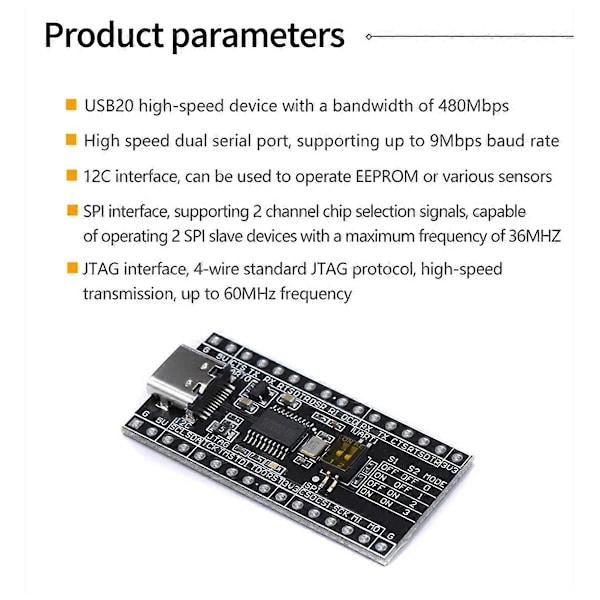 CH347T Kehityskorttimoduuli USB2.0 Nopea USB - UART / I2C / SPI / JTAG / GPIO Avoin Lähdekoodi