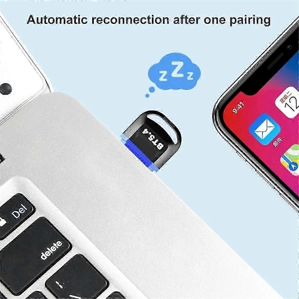 USB Bluetooth 5.4 Dongle Adapter for PC Trådløs Mus Tastatur Høyttaler Musikk Audio Mottaker Transm