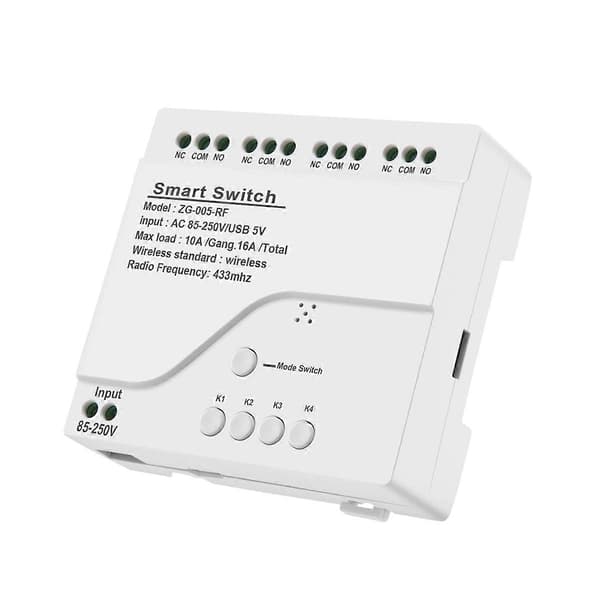 4CH Zigbee Smart Light Switch Module AC 85-250V RF433 Mottagning 10A Reläer Fungerar med Alexa Assistant,T