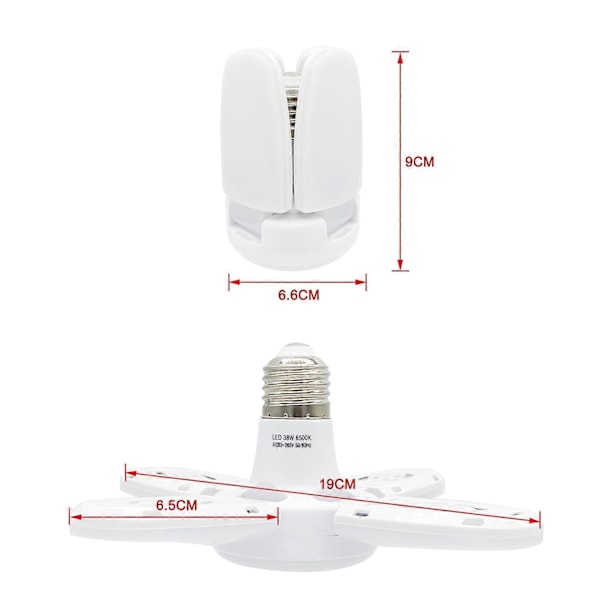 LED-autotallivalot - Himmennettävät autotallin kattovalot, 38W 6000LM 6500K E27/E26 LED-autotallin kattovalaisin