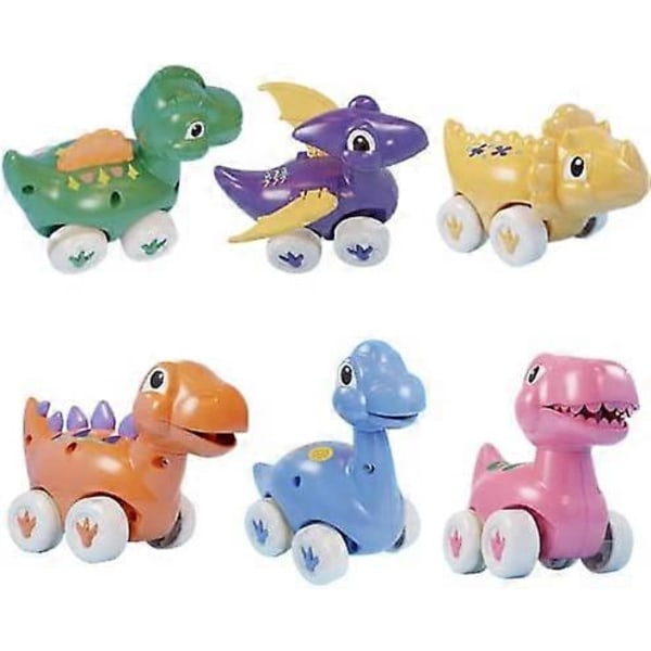 Dinosauriebilar Leksaker, 6 Drag-Tillbaka-Fordon Leksaker för 1, 2, 3 År Gammal Pojke & Flicka Dino Billeksaker, Dino Drag-Tillbaka Småbarns Billeksaker, Kreativa Presenter för Barn,