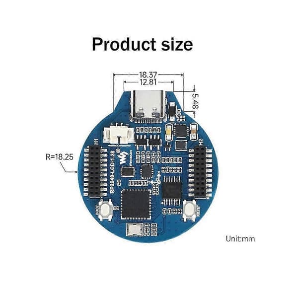 2026 NY til RP2040 Microcontroller Udviklingskort 1,28 tommer cirkulær LCD-skærm med sensor mikrofon
