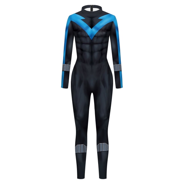 Superhjälte Nightwing Män Cosplay Zentai Body Dick Grayson Jumpsuit Kostym Halloweenfest Cosplay Catsuit Spandex S