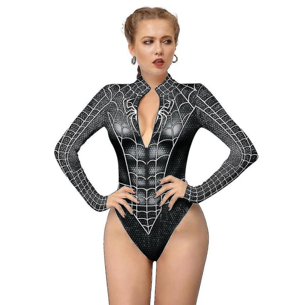 Kvinner Spiderman Skeleton Bone Frame Leotard Bodysuit Halloween Party Fancy Dress Cosplay Costume style2 S