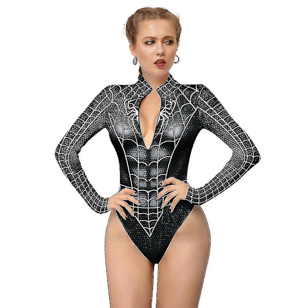 Naiset Spiderman Skeleton Bone Frame trikoo Bodysuit Halloween Party Fancy Mekko Cosplay-asu style2 S