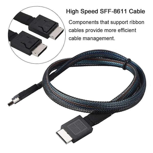 PCIE4.0 MINI SAS-kabel 24 Gbps Oculink Dataförlängningskabel SFF-8611 till SFF-8611 Server Dataöverföring