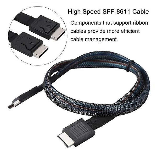 PCIE4.0 MINI SAS Kabel 24Gbps Oculink Dataforlængerkabel SFF-8611 til SFF-8611 Server Dataoverførsel
