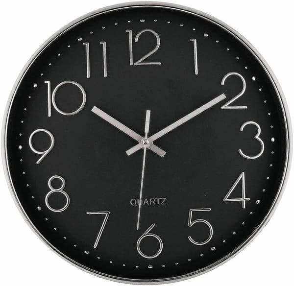 Väggklocka 30 cm Tyst Icke-tickande Väggklocka blacksilver