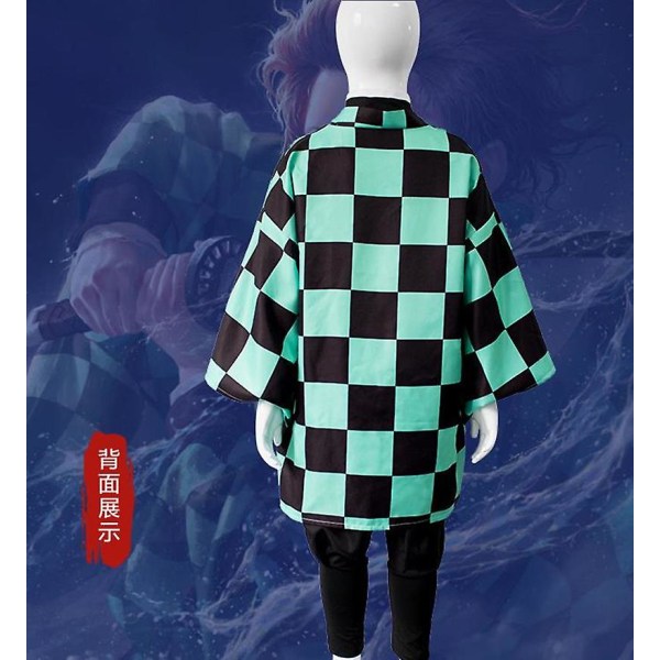 Demon Slayer Kimetsu No Yaiba Tanjirou Kamado Cosplay Kostume Kimono Kappe Halloween Fest Anime Tøj Uniform Sæt 110