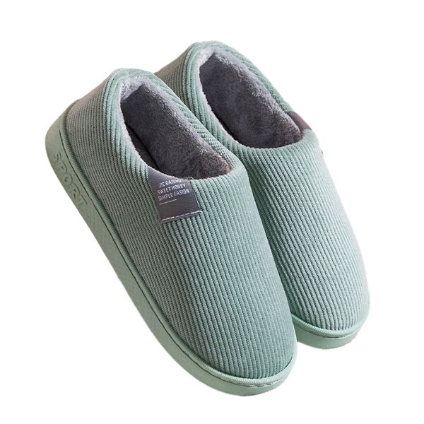 Unisex ensfarget altomfattende varme tøfler tykkede pustende varme sko green 36