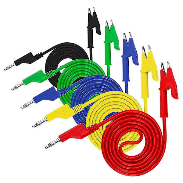 5 st 4 mm Multimeter Bananplugg till Alligator Klämmor Testledning