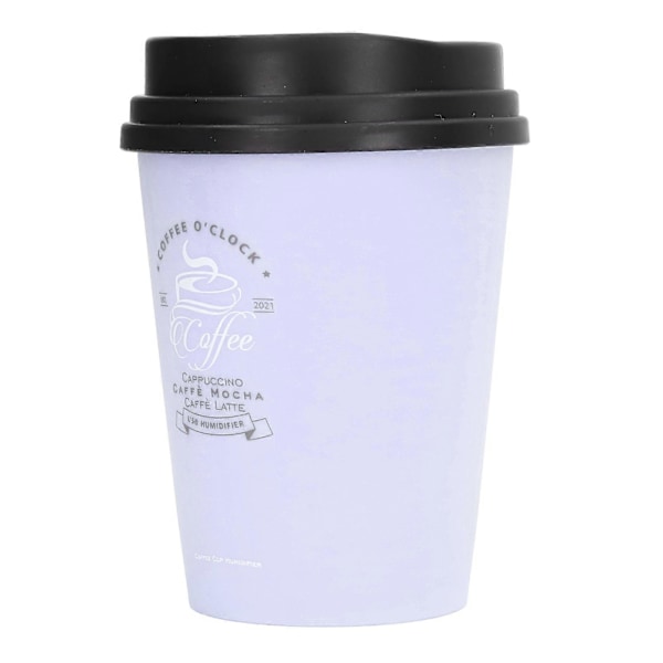 USB Luftfuktare 300ml Kaffekopp Lågt Ljud Auto Av Kompakt Lättviktig Utrymmesbesparande Mini Luftfuktare för Bil Hem Kontor Lila