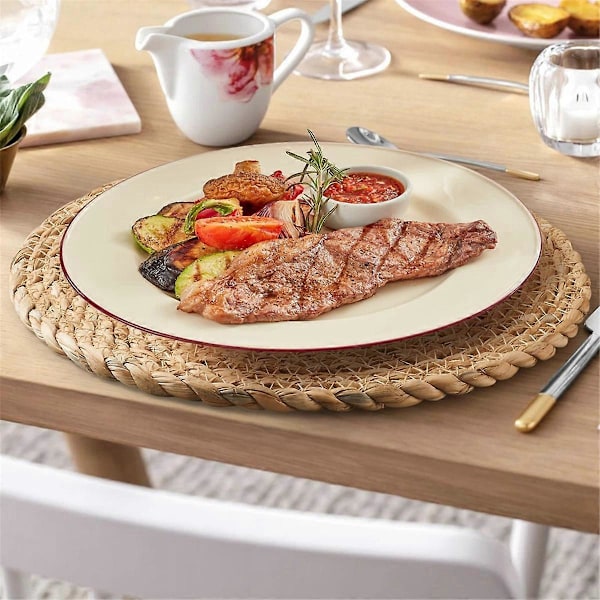 Pyöreät kudotut tabletit, 10 kpl, 30 cm Boho rottinkitabletit, käsin kudotut tabletit, ruokapöydälle