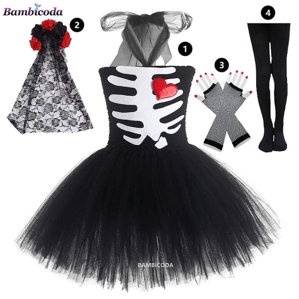 Funny Bones -asu taaperoille, lapsille 2023 noitaasu tytöille Purim Söpö pääkalloasu Halloween Cosplay -juhlamekko b4 XXL(150)