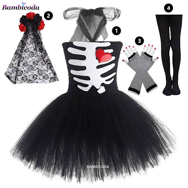 Funny Bones Kostume Til Småbørn Børn 2023 Heksekostume Til Piger Purim Sødt Kraniekostume Halloween Cosplay Fest Fancy Dress b6 L(120)