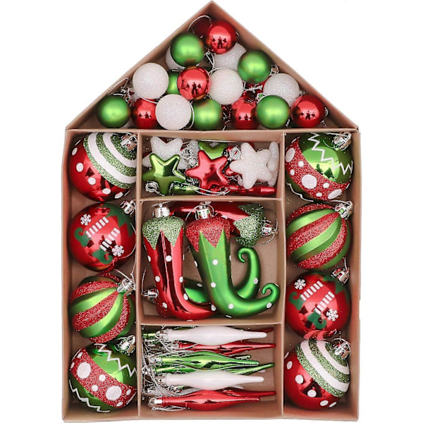70 st Julgranskulor, 3-8 cm Delicious Elf Okrossbara Julkula Ornament Dekoration för Julgransdekor
