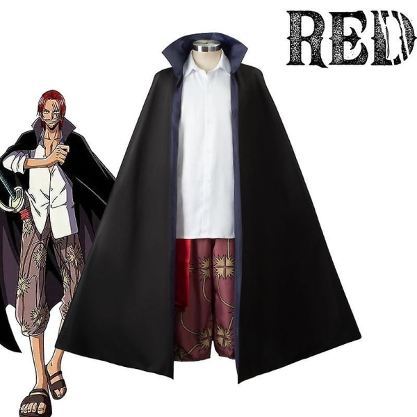 Anime One Piece Cos Suit Rødt Hår Skafter Skjorte Trench Coat Coat Cosplay Kostume Nautical King Herre Cosplay Tøj Halloween L