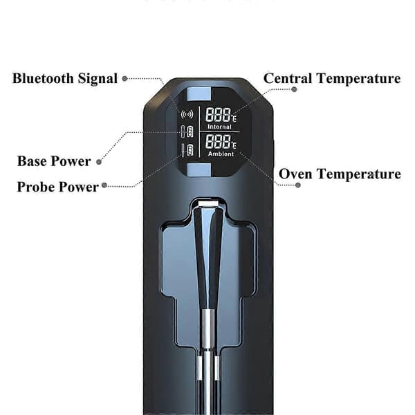 Trådløst digitalt kødtermometer dobbelt termometer keramisk probe IPX7 vandtæt Bluetooth grill BBQ