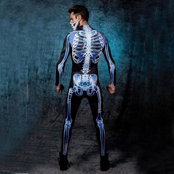 3D Skeleton Puvut Halloween Skeleton Asu Cosplay Puku Miehille Naisille 3D Graafinen Halloween Skull Cosplay Skeleton Korkealaatuinen male XL