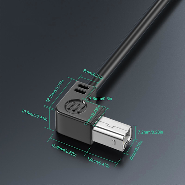 USB 2.0 Kabel til Printere og Scannere - Sikrer Hurtig og Sikker Forbindelse Høj Kvalitet 480Mbps 90 Graders Albue