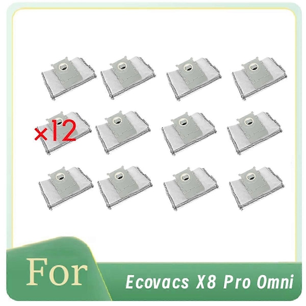 12 st Dammpåsar för Ecovacs X8 Pro Omni Dammsugar Tillbehör Förbättrad Rengöringseffektivitet