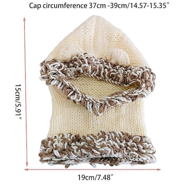 Varm Stickad Halsduk Luva Stickad Öronlapp Hatt Baby Småbarn Barn Vinterhattar Ull Öronlapp Luva Halsdukar Skull Cap Vuxen Present Beige Khaki Tofs