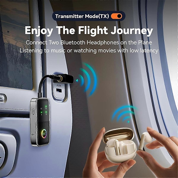 Bluetooth Sändare Mottagare, 2-i-1 Flygplan V5.2 Bluetooth Adapter