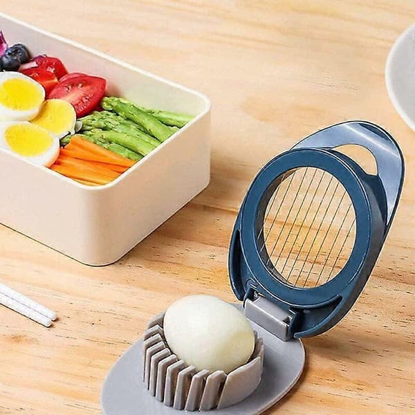 -2 stk. rustfritt stål slicer, salatslicer, eggkutter, fruktkutter, plast eggkutter, mini eggkutter, brukt for å kutte egg, bananer og jordbær