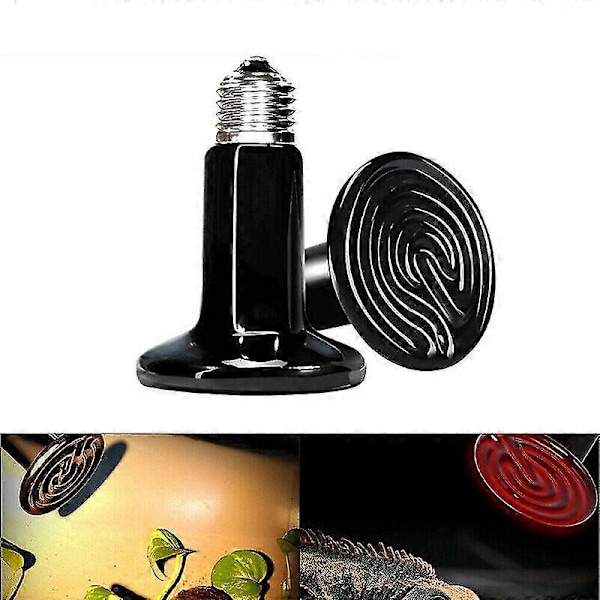 Keramisk Varmepære 100w 150w Reptil Dag & Nat Infrarød Varmelampe (sort) (2 stk)
