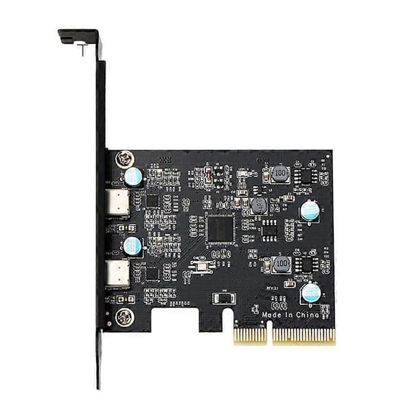 2 Port USB Type C PCI-E X4 Riser Card USB 3.1 Gen 2 Adapter m/ 15-Pin Konnektor