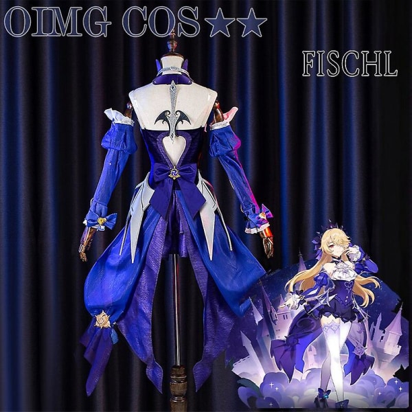 Høykvalitets Genshin Impact Fischl Cosplay Costume Uniform Parykk Anime Halloween Kostymer Kvinner Game Ein Immernachtstraum New Skin S