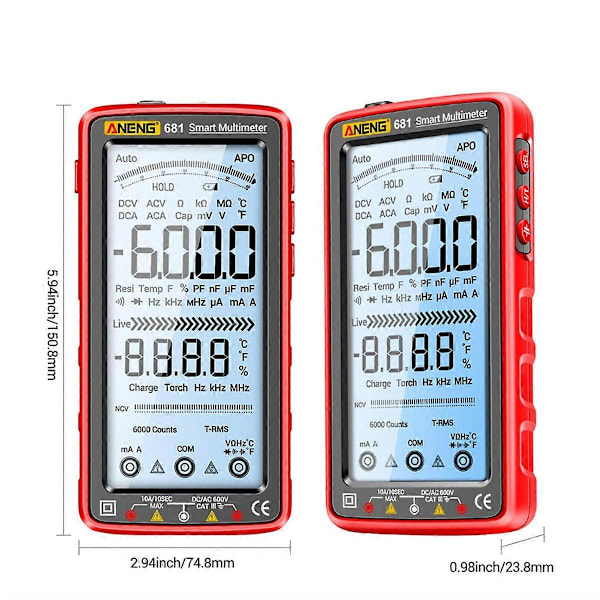 681 Uppladdningsbar Digital Multimeter Beröringsfri Spänningstestare Spänningsmätare LCD-Skärm Strömtest