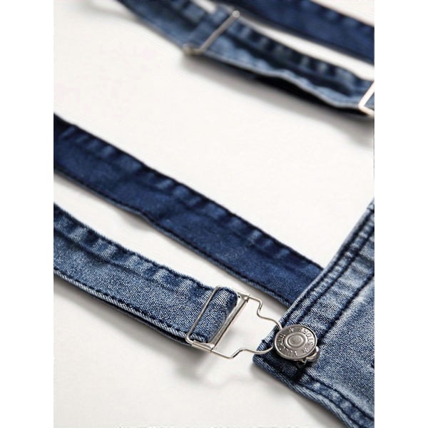 Nya modeller Klassisk Design Trasiga Denim Overaller, Herr Casual Medium Stretch Street Style Jumpsuit För Alla Säsonger