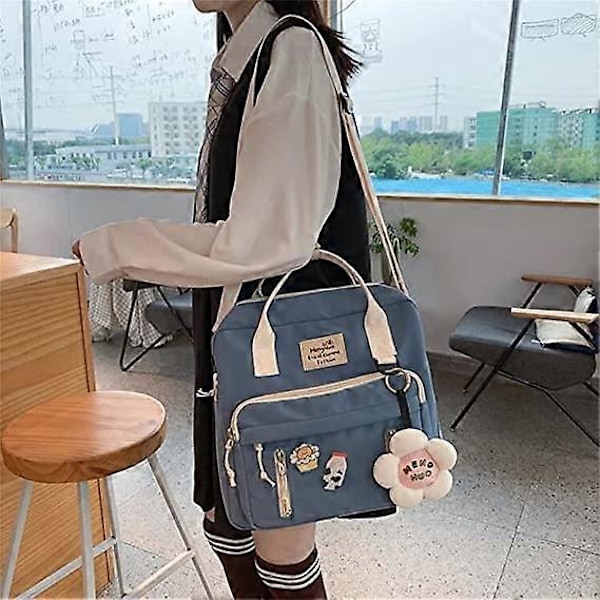 Reppu Söpö Kantokassi Kukka-asusteilla Kawaii-pinssit Tytöille Koulureppu