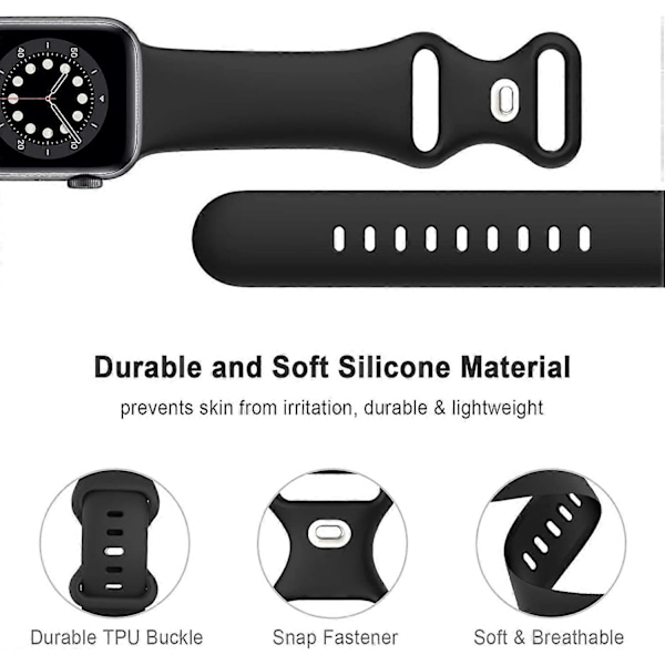 5-pak remme kompatible med Apple Watch rem 38 mm 40 mm 41 mm 42 mm 44 mm 45 mm, kompatible med iWatch Series 7 6 5 4 3 2 1 SE Kvinder Mænd Sten/Sort/Hvid