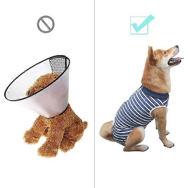 1 st hundåterhämtningskläder, valpoperationskläder, anti-slickande kattunge postoperativ väst, lämplig för sår eller hudsjukdoms avvänjning (M, blå