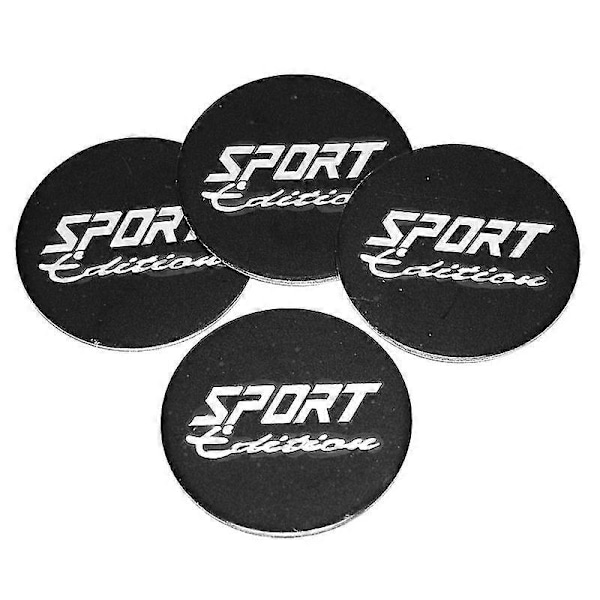 4 stk./lot 45 mm Flad Overflade Sport Edition Logo Metal Bil Navkapsel Emblem Badge Klistermærke Dækning Til Bil Hjul Center Kapsel Sort Sølv, Sort