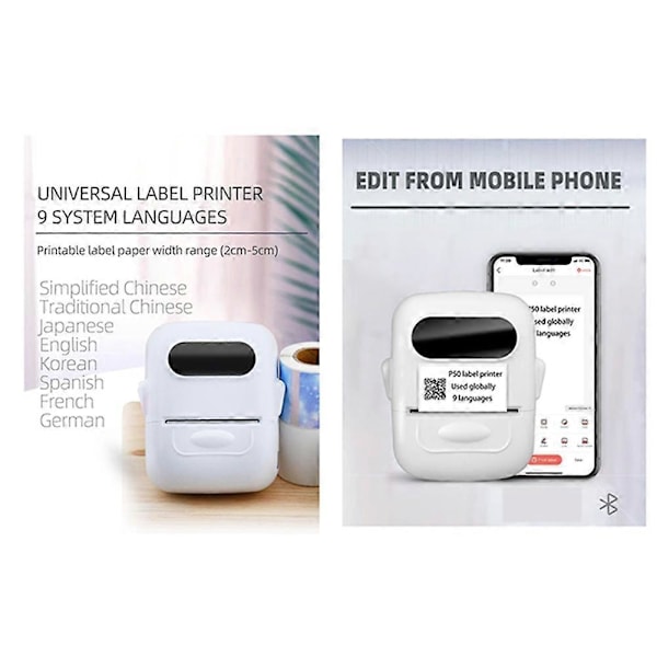 P50 Termisk Etiketprinter Bluetooth Etiketmaskine Stregkode Etiketprinter