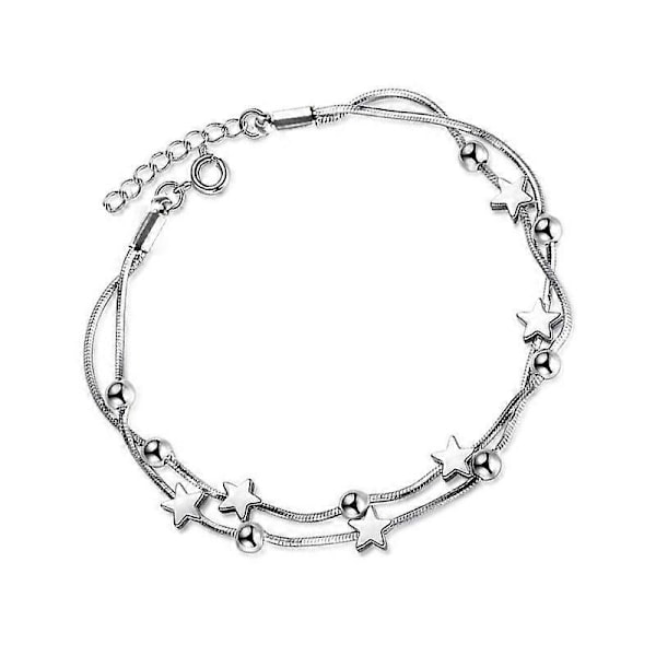 Silverpärla Stjärna Kärlek Berlock Länkat Armband Dam Smycken, 1 st