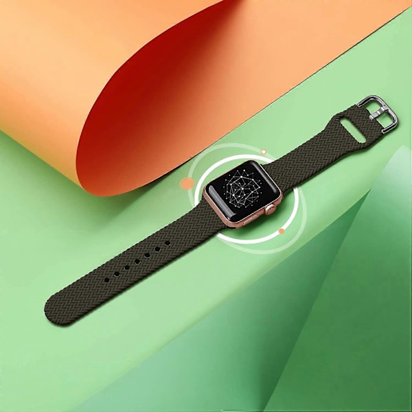 Kompatibel med Apple Watch Armband 42mm 44mm Kvinnor Män Serie 6, Bekvämt Flexibelt Texturerat Vävmönster Sportarmband för Apple Watch SE Serie 6